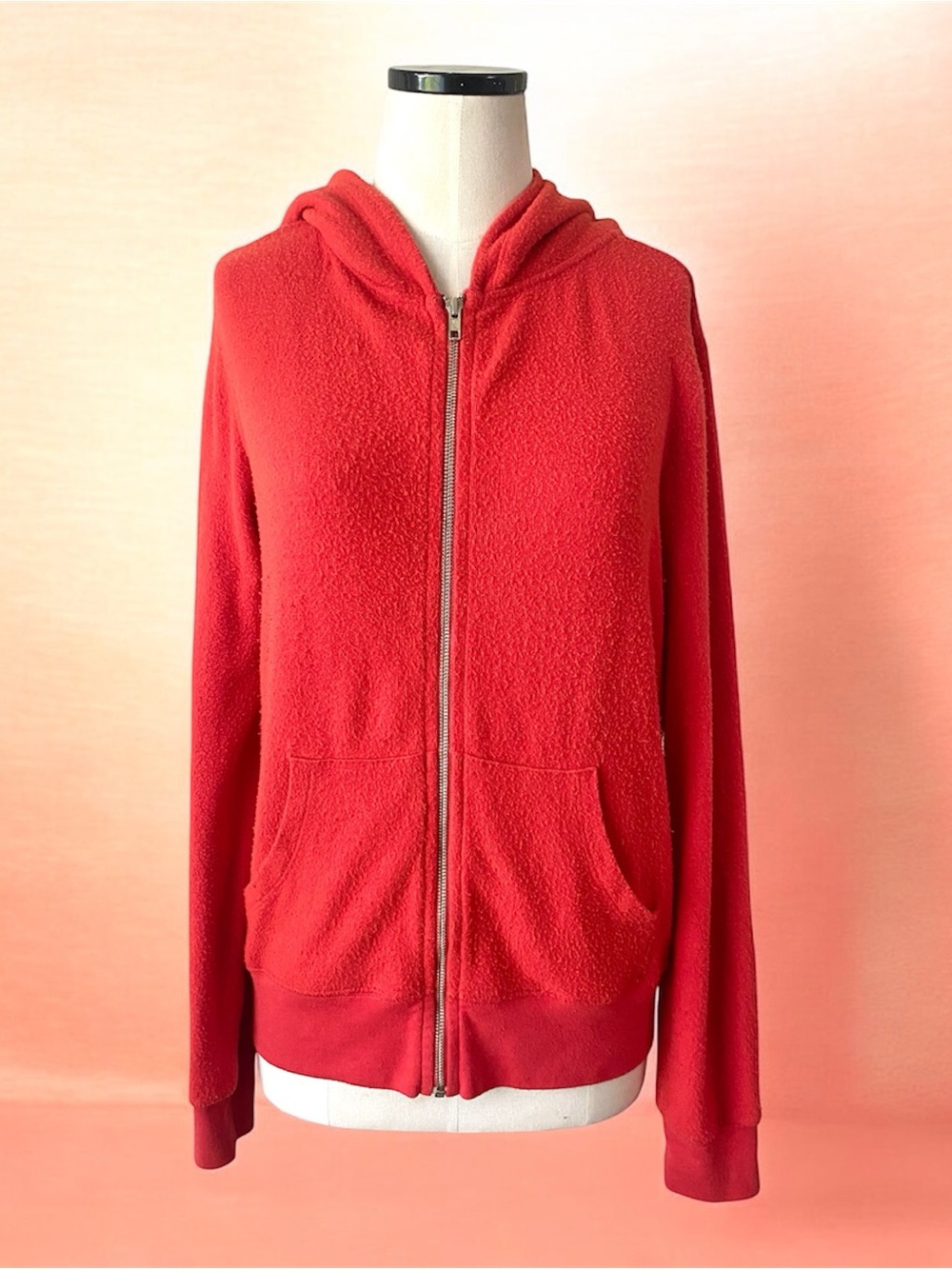 Wildfox Orange Zip-Up Malibu Hoodie Sweatshirt